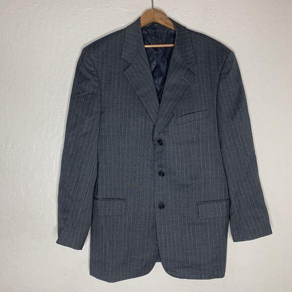 Alfani Black Striped 100% Wool Blazer Sport Jacket - Picture 1 of 8